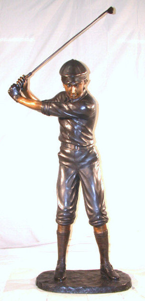 Golfer In Swing Bronze Life-Size Sculpture Golfing Garden Outdoor Statue